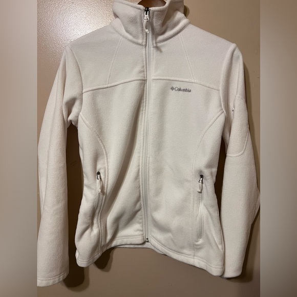 Cream white Columbia zip fleece comfy jacket size medium - Picture 2 of 8